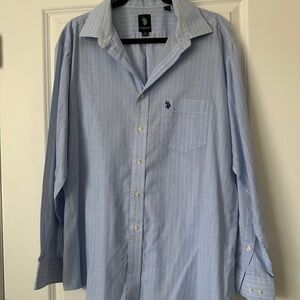 U.S. Polo Assn. Light Blue Pinstripe Casual Shirt men’s XL 17 - 17 1/2